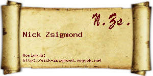 Nick Zsigmond névjegykártya
